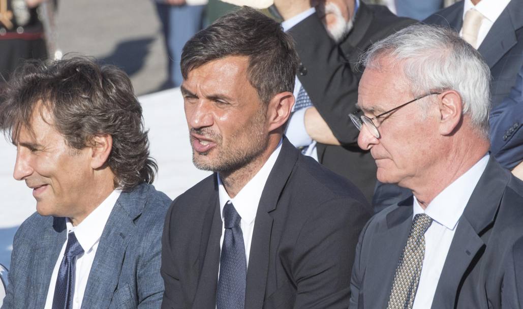 Da sinistra: Alex Zanardi, Paolo Maldini e Claudio Ranieri (Ansa)